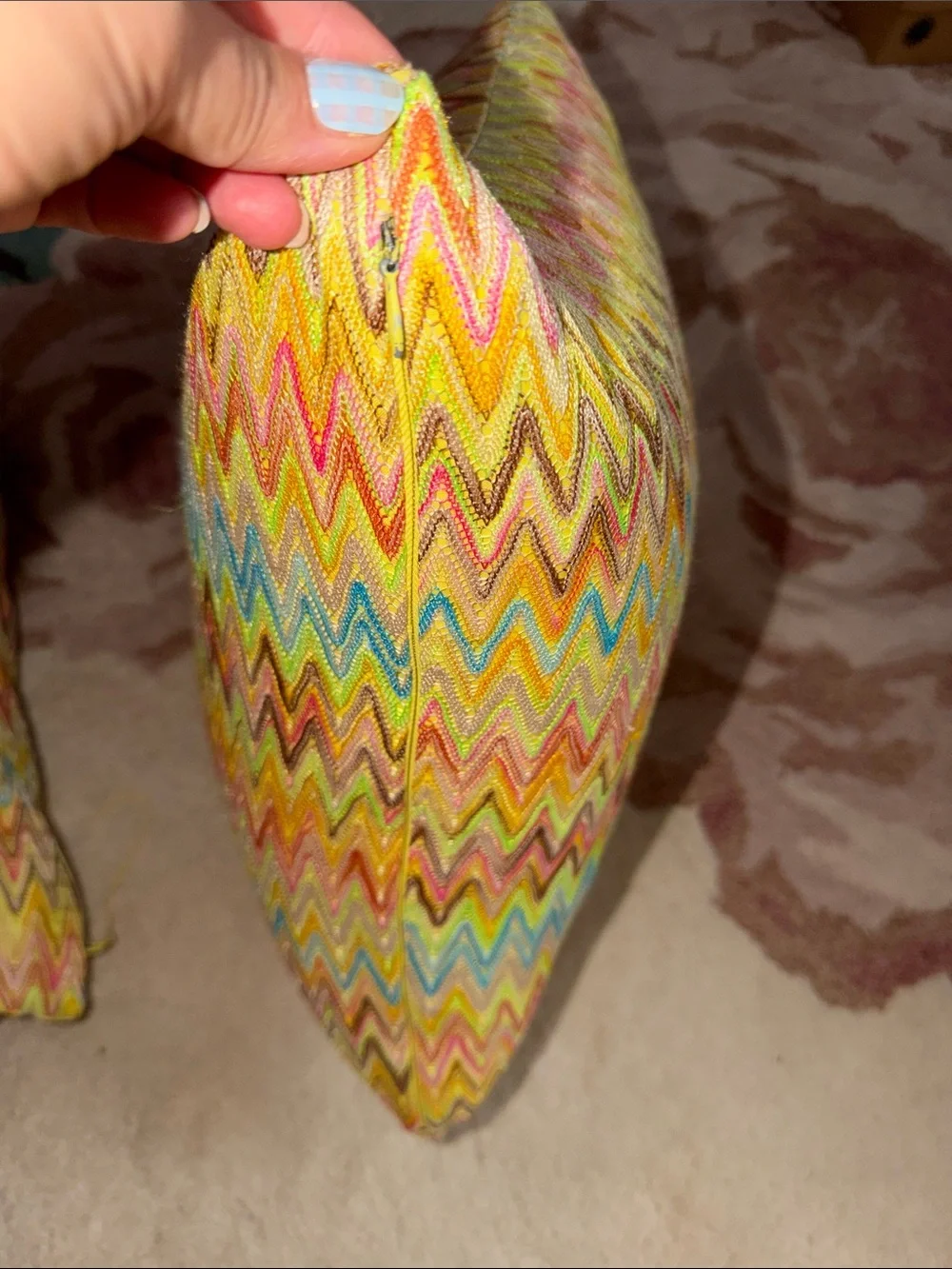 Vibrant Chevron Zigzag Accent 2 Pillows